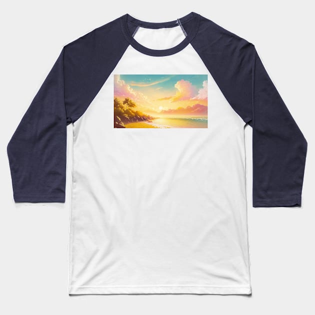 seaside pastel Baseball T-Shirt by psychoshadow